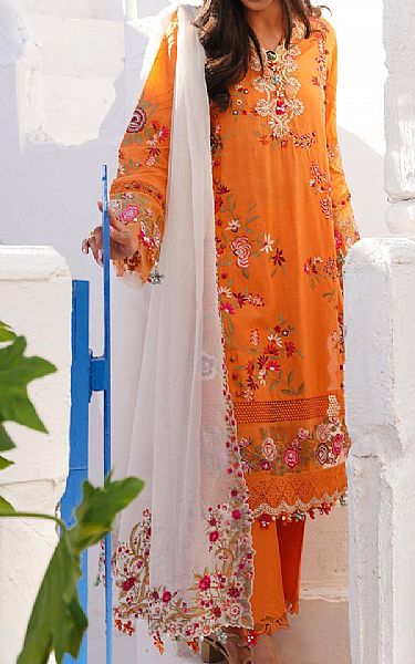 Sana Safinaz Safety Orange Lawn Suit | Pakistani Lawn Suits- Image 1
