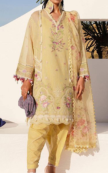 Sana Safinaz Sand Gold Woven Net Suit | Pakistani Lawn Suits- Image 1