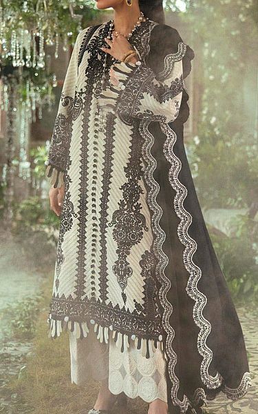 Sana Safinaz White/Black Slub Suit | Pakistani Winter Dresses- Image 1
