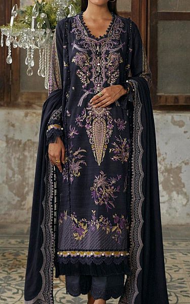 Midnight Blue Slub Suit | Sana Safinaz Pakistani Winter Dresses