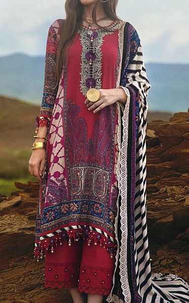 Crimson Linen Suit | Sana Safinaz Pakistani Winter Dresses