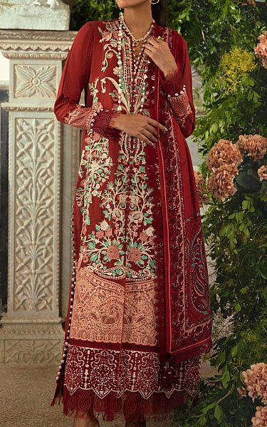Sana Safinaz Scarlet Slub Suit | Pakistani Winter Dresses- Image 1