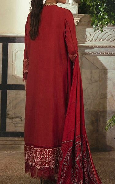 Sana Safinaz Scarlet Slub Suit | Pakistani Winter Dresses- Image 2