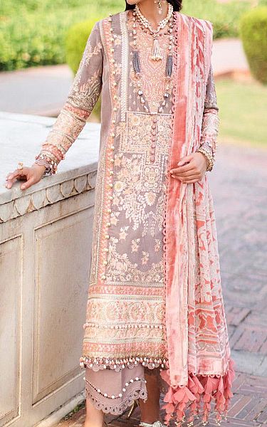 Sana Safinaz Beige/Peach Velvet Suit | Pakistani Winter Dresses- Image 1