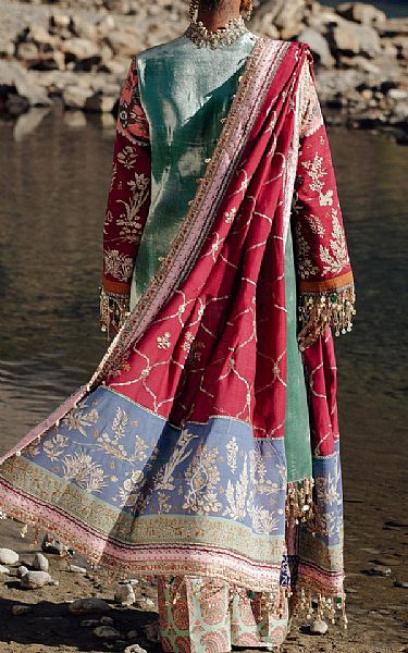 Sana Safinaz Viridian Green Velvet Suit | Pakistani Winter Dresses in USA- Image 2