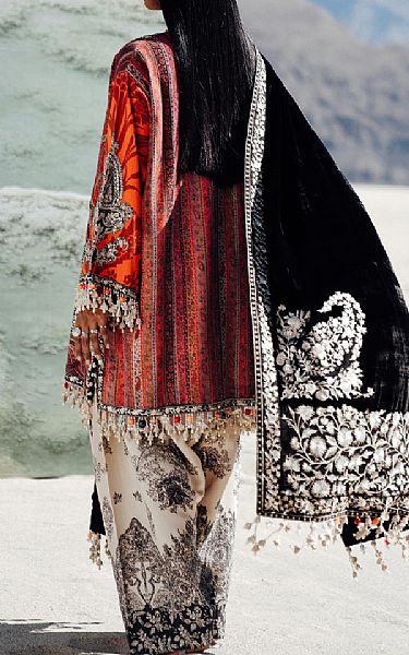 Sana Safinaz Cadmium Orange Slub Suit | Pakistani Winter Dresses in USA- Image 2