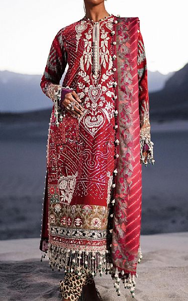 Sana Safinaz Cornell Red Slub Suit | Pakistani Winter Dresses in USA- Image 1