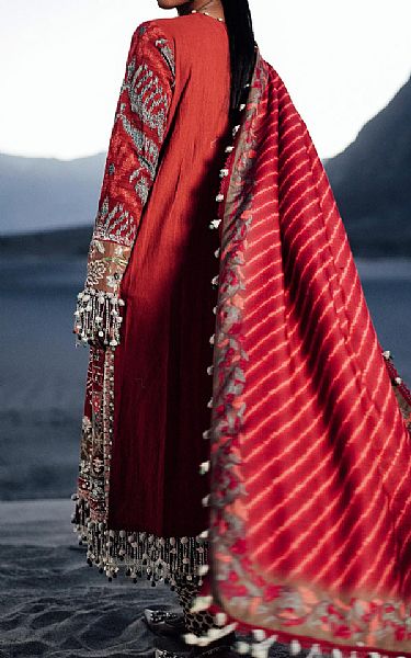 Sana Safinaz Cornell Red Slub Suit | Pakistani Winter Dresses in USA- Image 2