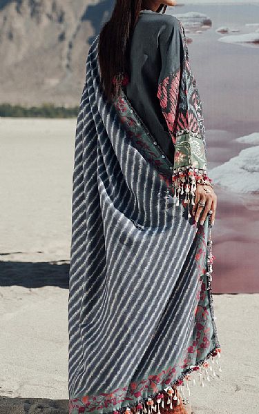 Sana Safinaz Steel Grey Slub Suit | Pakistani Winter Dresses in USA- Image 2