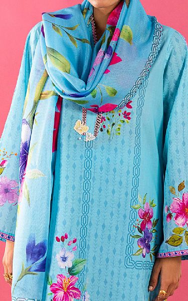 Sana Safinaz Light Turquoise Lawn Suit (2 pcs) | Pakistani Lawn Dress in USA- Image 1