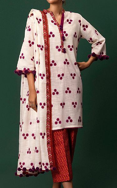 Sana Safinaz Off White Slub Suit | Pakistani Winter Dresses in USA- Image 1