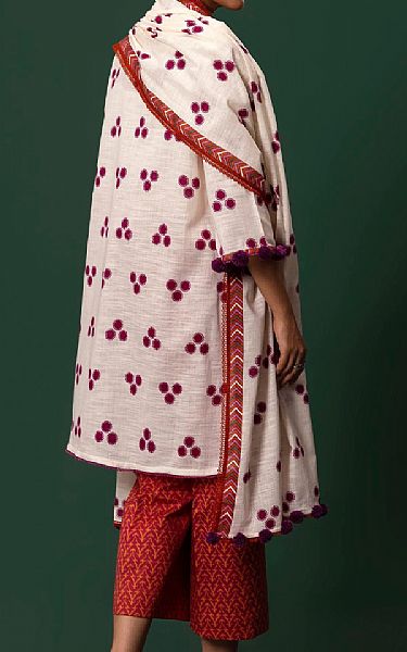 Sana Safinaz Off White Slub Suit | Pakistani Winter Dresses in USA- Image 2