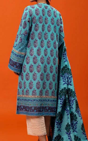 Sana Safinaz Fountain Blue Slub Suit (2 Pcs) | Pakistani Winter Dresses in USA- Image 2