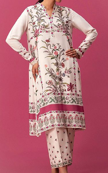 Sana Safinaz White Linen Suit (2 Pcs) | Pakistani Winter Dresses in USA- Image 1