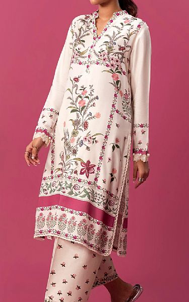Sana Safinaz White Linen Suit (2 Pcs) | Pakistani Winter Dresses in USA- Image 2