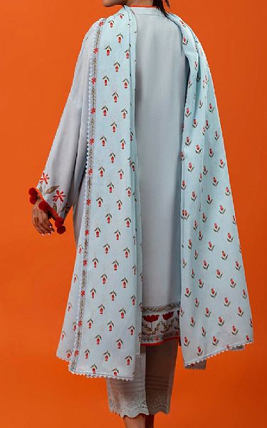 Sana Safinaz Cloudy Blue Linen Suit | Pakistani Winter Dresses in USA- Image 2