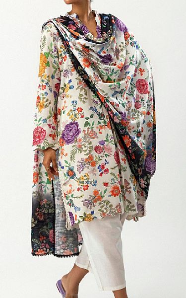 Sana Safinaz Off White Linen Suit (2 Pcs) | Pakistani Winter Dresses in USA- Image 1