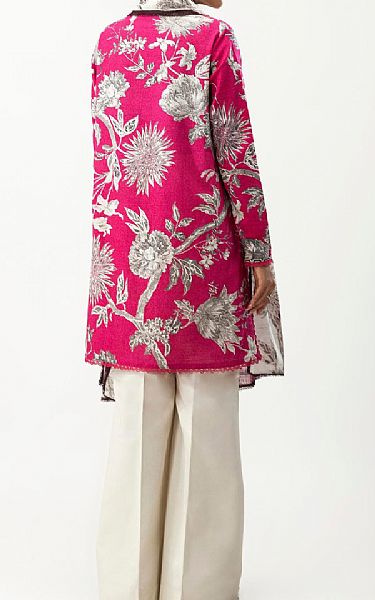 Sana Safinaz Cerise Pink Slub Suit (2 Pcs) | Pakistani Winter Dresses in USA- Image 2