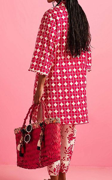 Sana Safinaz Hot Pink/Off White Lawn Suit (2 pcs) | Pakistani Lawn Suits- Image 2