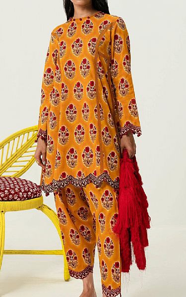Sana Safinaz Cadmium Orange Lawn Suit (2 pcs) | Pakistani Lawn Suits- Image 1