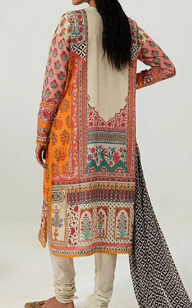 Sana Safinaz Orange/Ivory Lawn Suit (2 pcs) | Pakistani Lawn Suits- Image 2