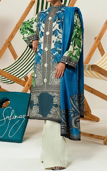 Sana Safinaz Grey/Blue Lawn Suit (2 pcs) | Pakistani Lawn Suits- Image 1