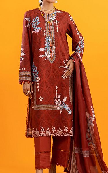 Sana Safinaz Pale Carmine Lawn Suit | Pakistani Lawn Dress in USA- Image 1