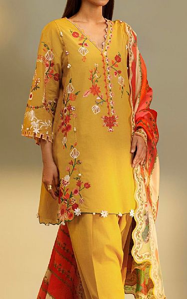 Sana Safinaz Mustard Lawn Suit | Pakistani Lawn Dress in USA- Image 2