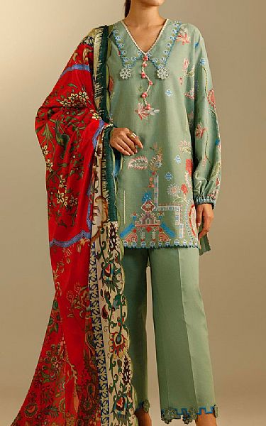 Sana Safinaz Sage Green Lawn Suit | Pakistani Lawn Dress in USA- Image 1