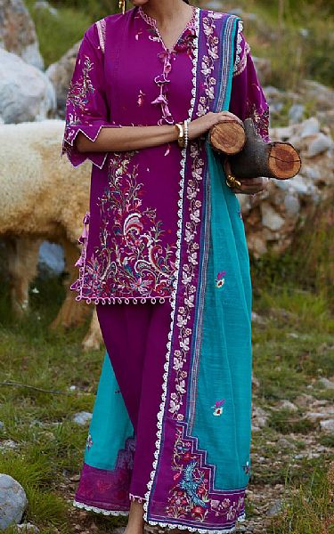 Sana Safinaz Plum Lawn Suit | Pakistani Lawn Dress in USA- Image 1