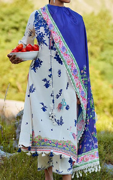 Sana Safinaz Off White/Blue Lawn Suit | Pakistani Lawn Dress in USA- Image 2