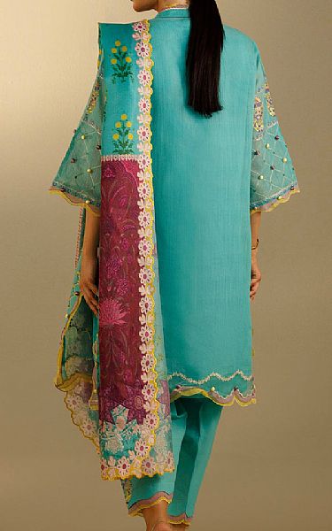 Sana Safinaz Turquoise Cotton Suit | Pakistani Lawn Dress in USA- Image 2