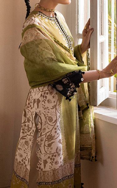 Sana Safinaz Olive/Off White Lawn Suit (2 pcs) | Pakistani Lawn Dress in USA- Image 2