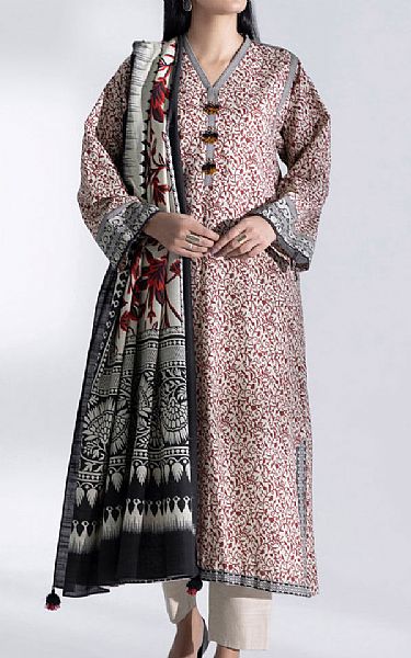 Sapphire Off-white/Red Khaddar Suit | Pakistani Dresses in USA- Image 1
