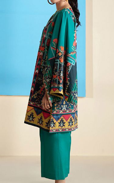 Sapphire Emerald Green Lawn Kurti | Pakistani Dresses in USA- Image 2