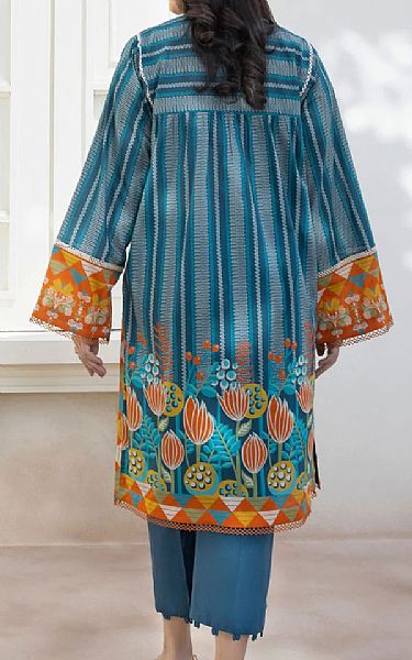 Sapphire Teal Blue Lawn Kurti | Pakistani Dresses in USA- Image 2