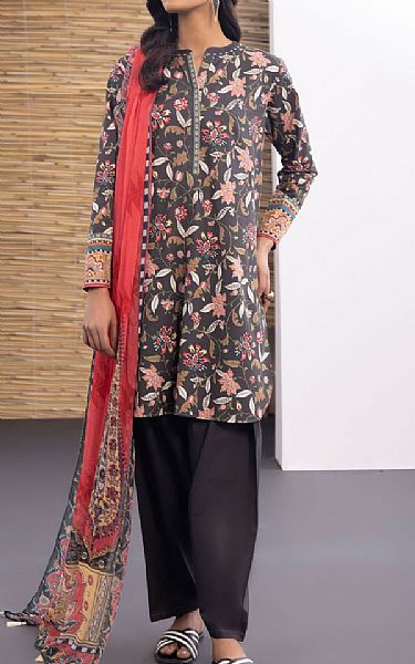Sapphire Dark Grey Cotton Suit (2 Pcs) | Pakistani Dresses in USA- Image 1