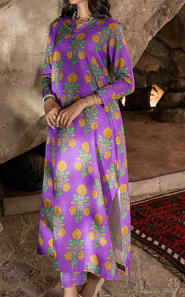 Sapphire Violet Khaddar Kurti | Pakistani Winter Dresses- Image 2