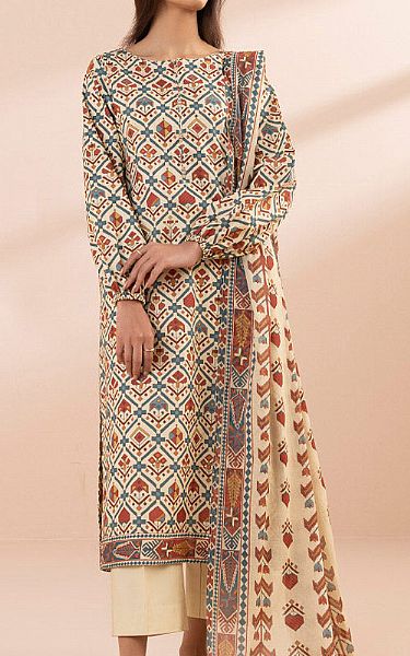 Sapphire Ivory/Maroon Lawn Suit (2 Pcs) | Pakistani Lawn Suits- Image 1