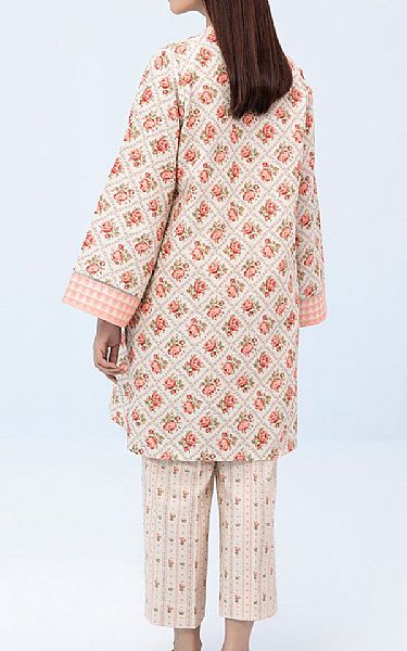 Sapphire Beige/Coral Khaddar Suit (2 pcs) | Pakistani Winter Dresses- Image 2