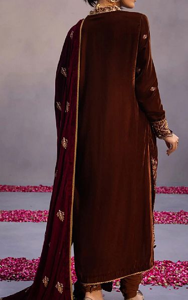 Sapphire Brown Velvet Suit | Pakistani Dresses in USA- Image 2