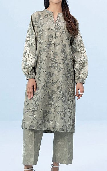 Sapphire Ash Grey Khaddar Suit (2 Pcs) | Pakistani Winter Dresses- Image 1