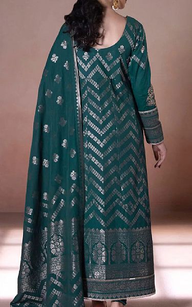 Sapphire Teal Jacquard Suit | Pakistani Dresses in USA- Image 2