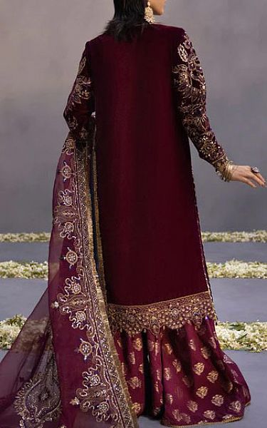 Sapphire Burgundy Velvet Suit | Pakistani Wedding Dresses- Image 2