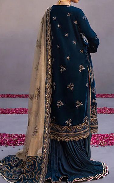 Sapphire Teal Velvet Suit | Pakistani Dresses in USA- Image 2