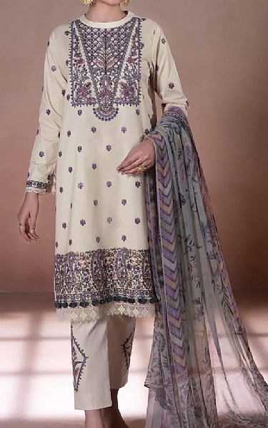 Sapphire Ivory Cotton Suit | Pakistani Dresses in USA- Image 1