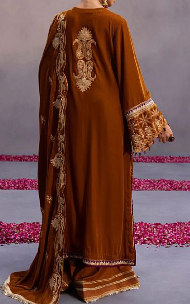 Sapphire Camel Brown Velvet Suit | Pakistani Dresses in USA- Image 2