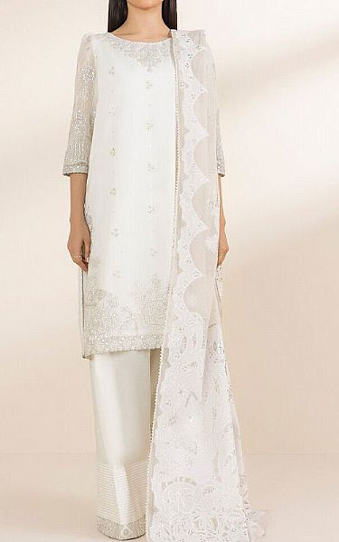 Sapphire Off-white Cotton Satin Suit | Pakistani Lawn Dress in USA- Image 1