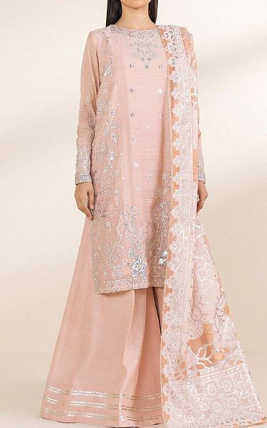 Sapphire Pink Cotton Satin Suit | Pakistani Lawn Dress in USA- Image 1