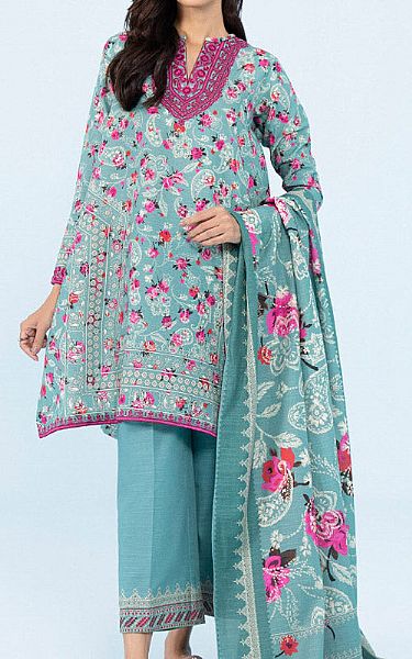 Sapphire Light Turquoise Khaddar Suit | Pakistani Winter Dresses- Image 1